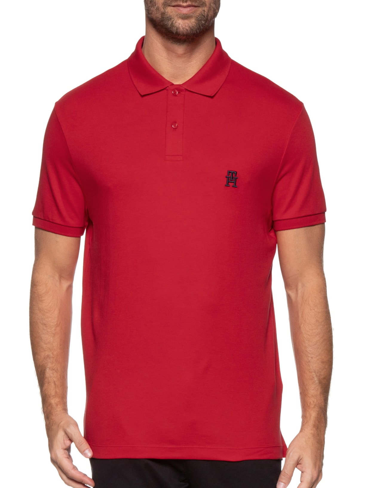 Polo Masculina Imd Interlock Reg Vermelho Tommy Hilfiger