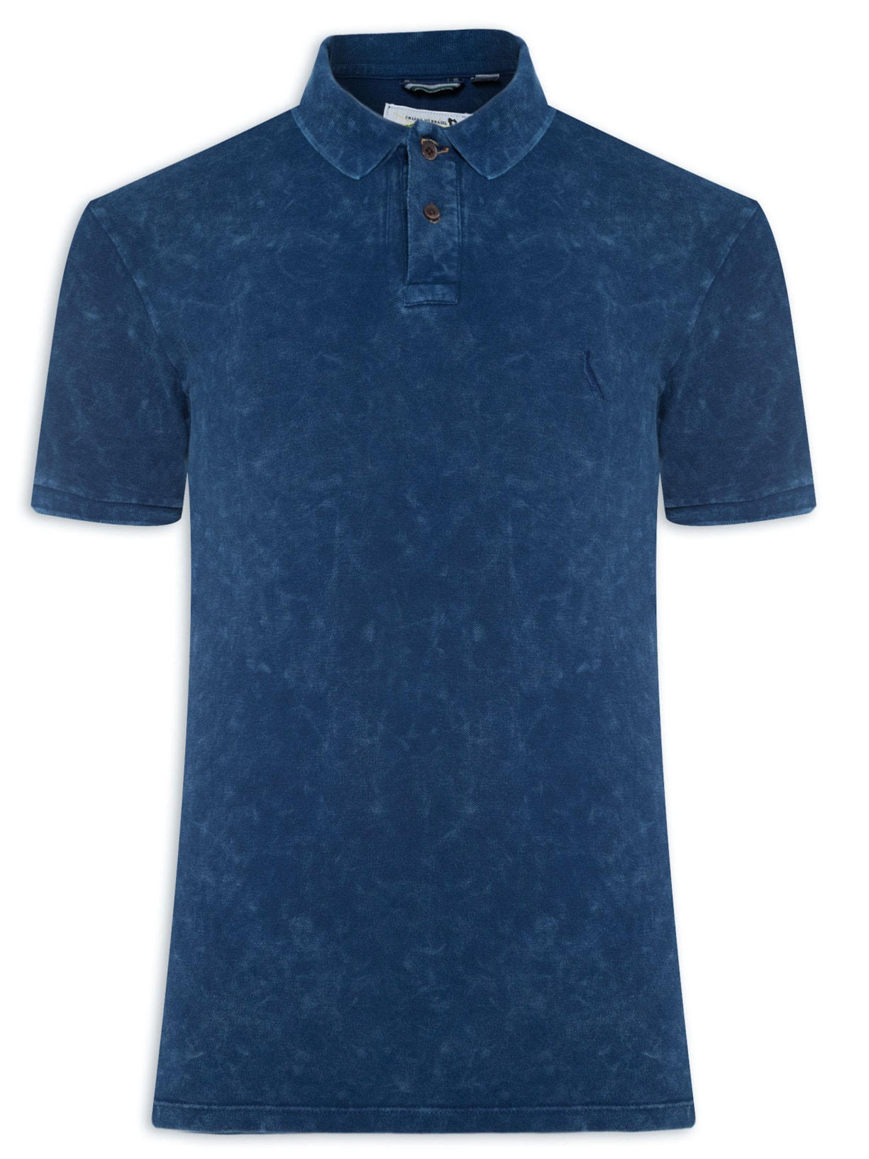 Polo Masculina Indigo Marmorizado Jeans - Azul