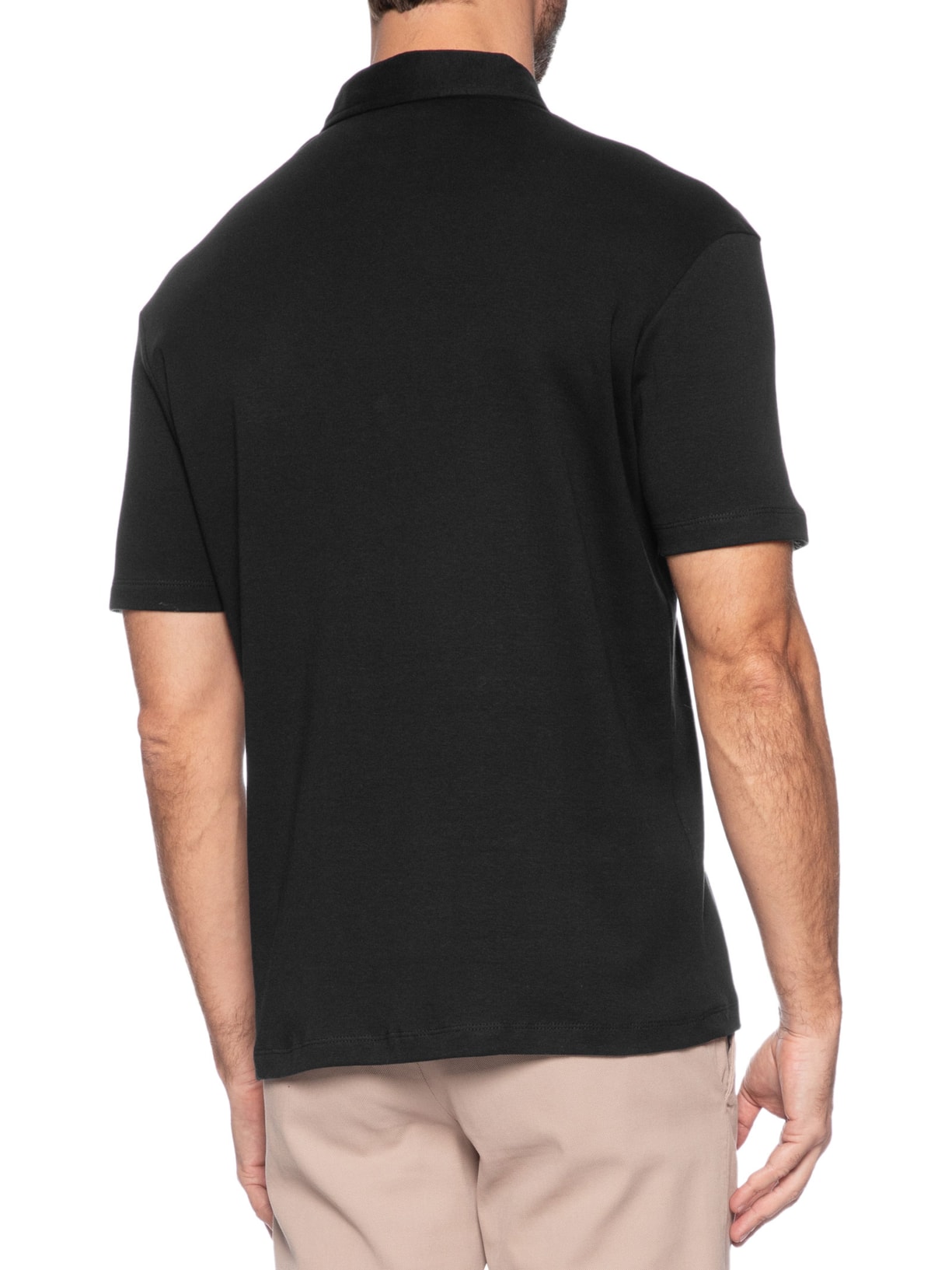 Polo Masculina Intelock 40 Pima Touch Manga Curta Preto Paramount Alfaiataria