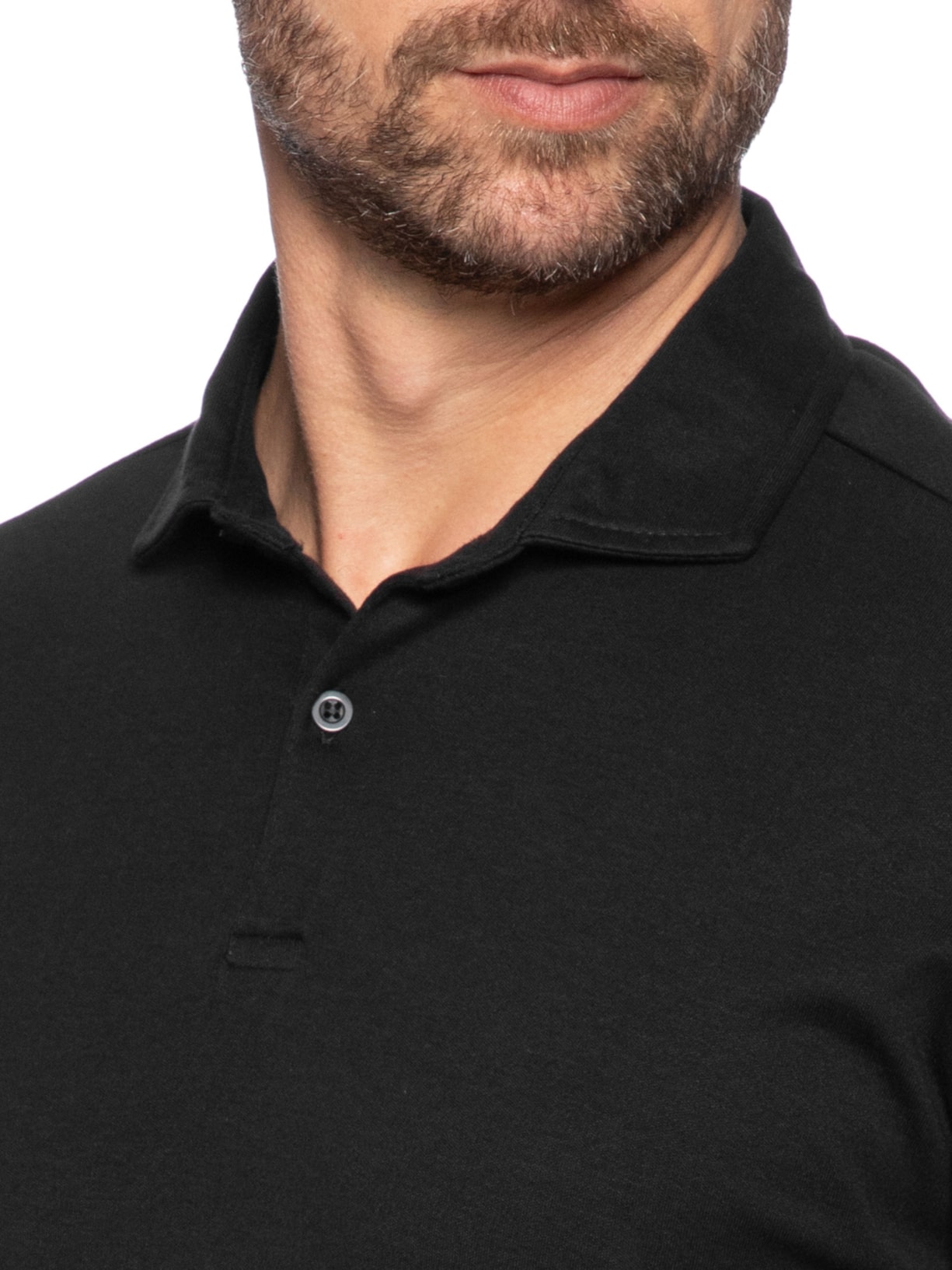 Polo Masculina Intelock 40 Pima Touch Manga Curta Preto Paramount Alfaiataria