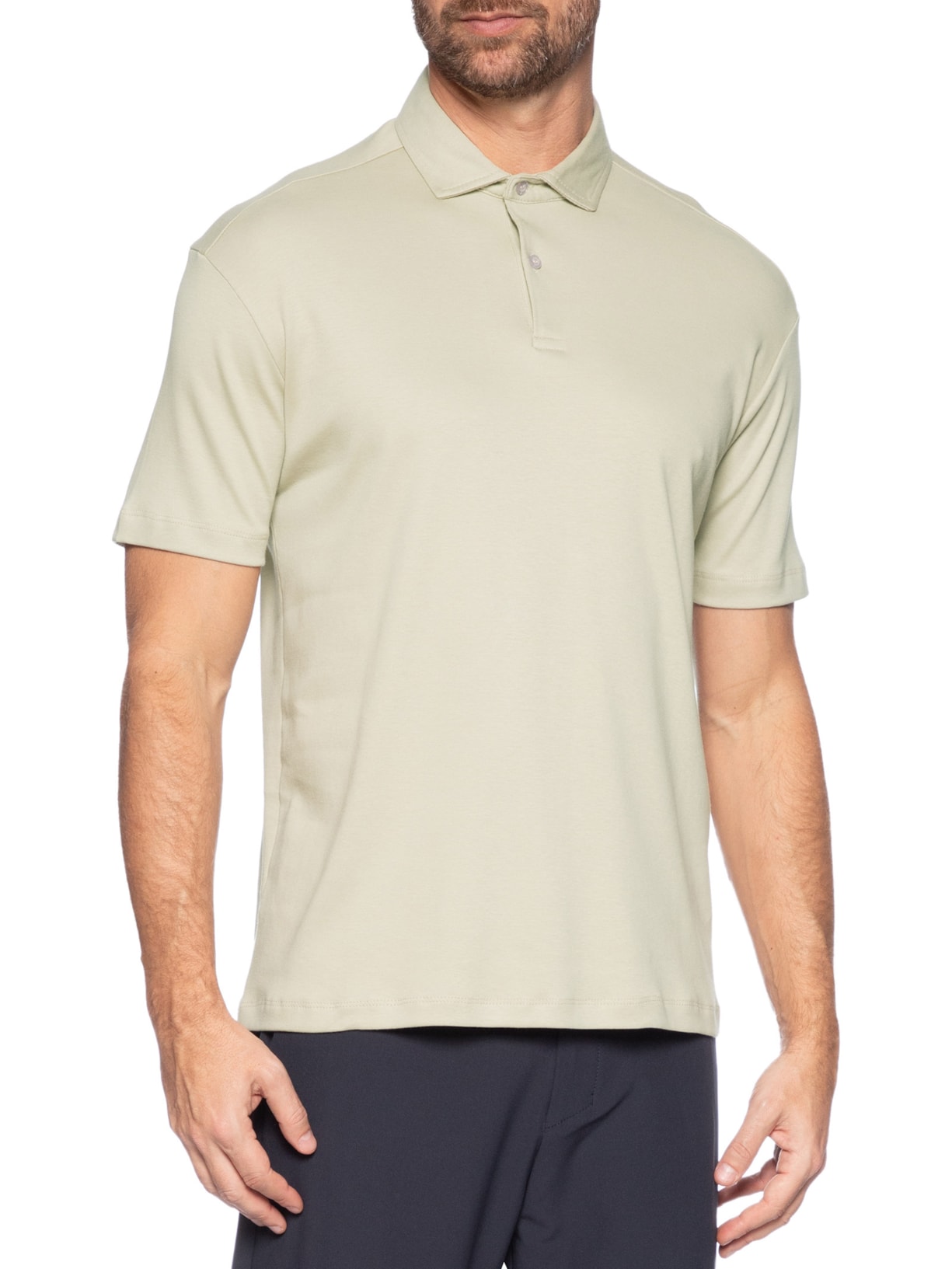 Polo Masculina Interlock 40 Pima Touch Manga Curta Bege Paramount Alfaiataria