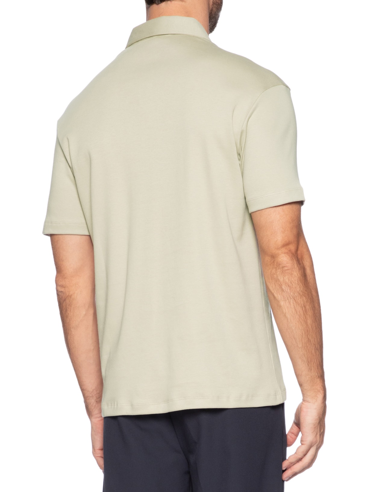 Polo Masculina Interlock 40 Pima Touch Manga Curta Bege Paramount Alfaiataria