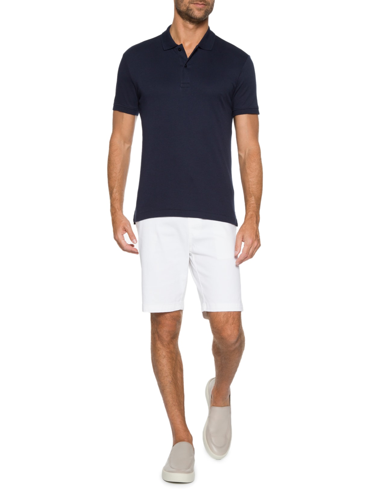 Polo Masculina Interlock em Algodão Pima Azul Ricardo Almeida