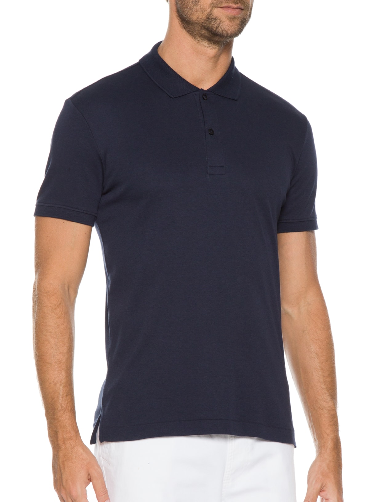 Polo Masculina Interlock em Algodão Pima Azul Ricardo Almeida