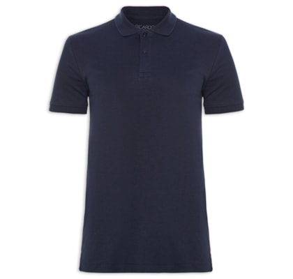 Polo Masculina Interlock em Algodão Pima - Azul
