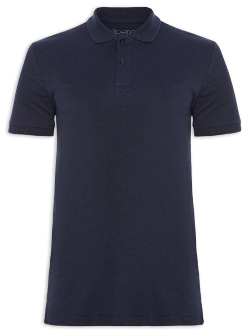 Polo Masculina Interlock em Algodão Pima - Azul