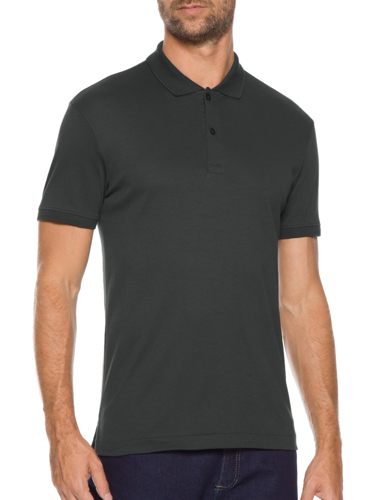 Polo Masculina Interlock em Algodão Pima Cinza Ricardo Almeida