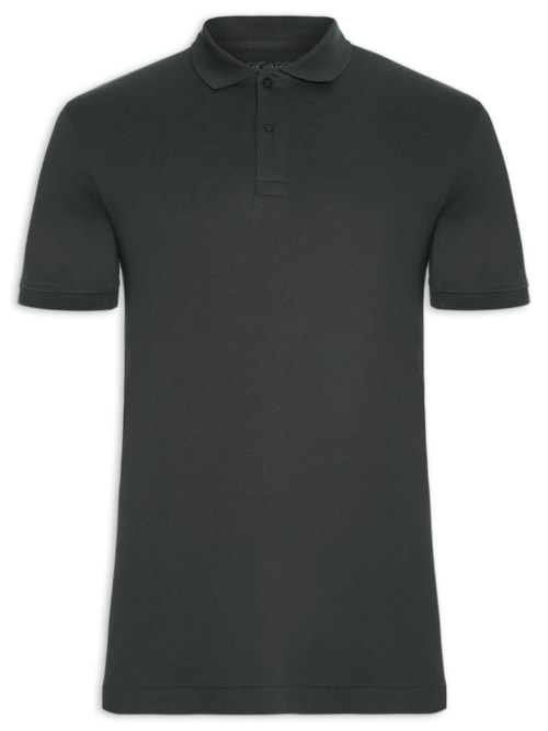 Polo Masculina Interlock em Algodão Pima - Cinza