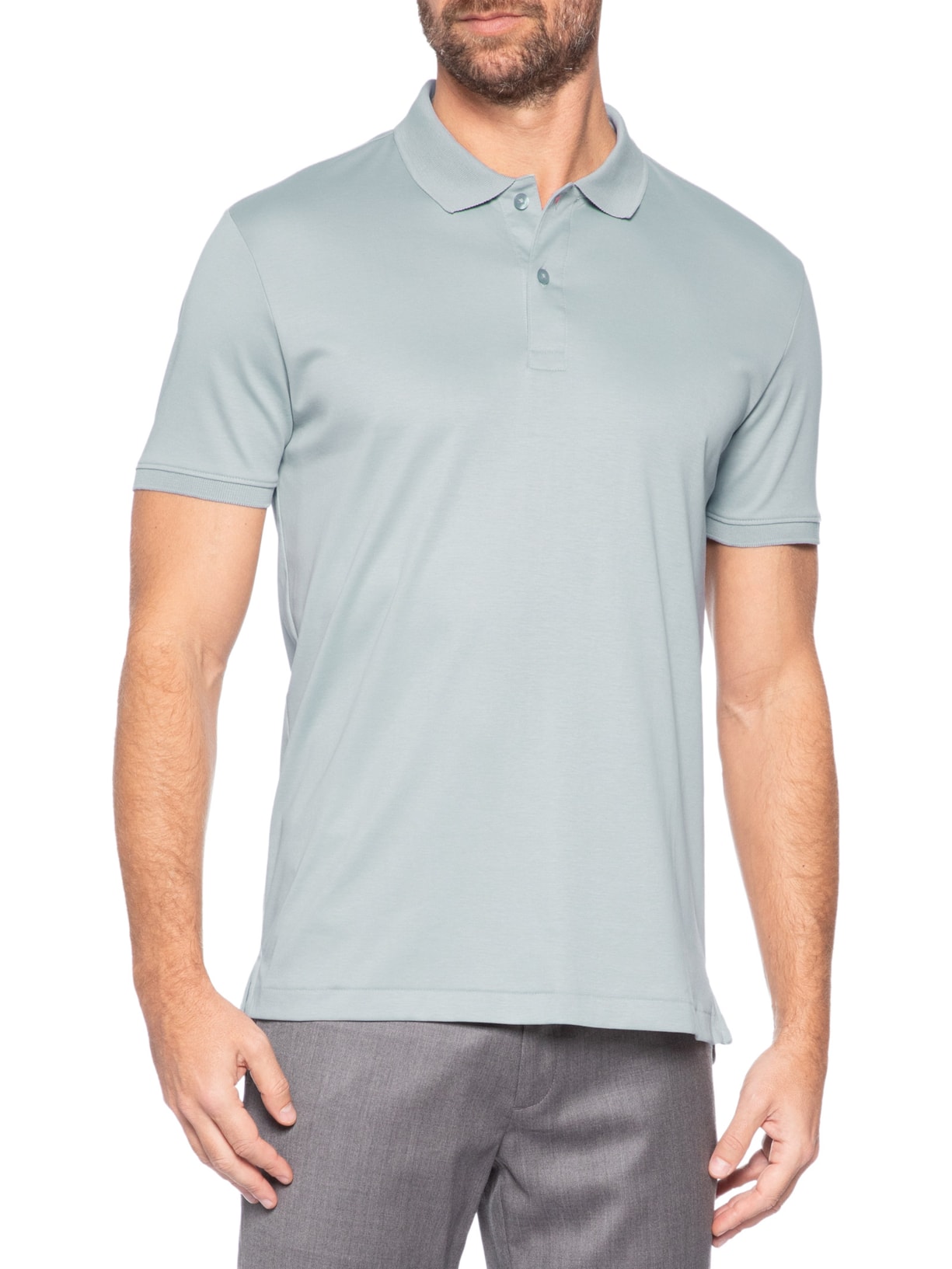 Polo Masculina Interlock Em Algodão Pima Cinza Ricardo Almeida