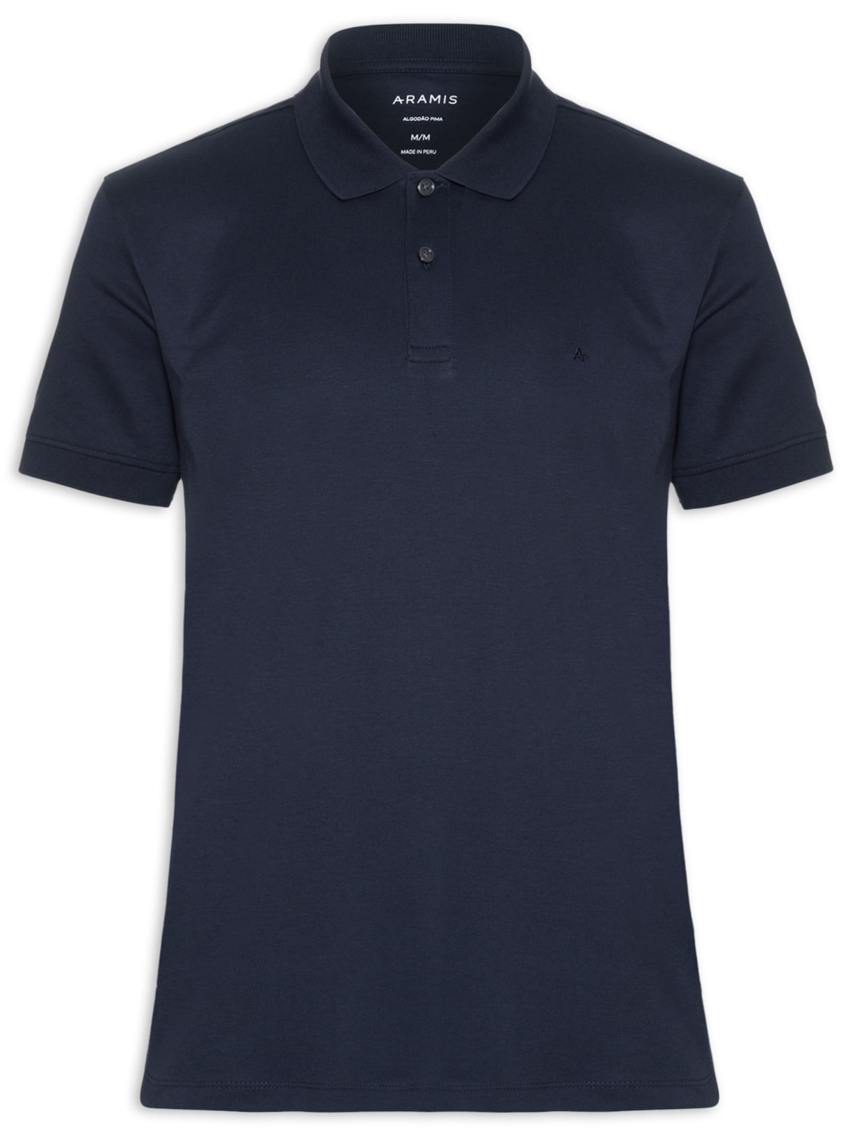 Polo Masculina Interlock Em Pima Cotton - Azul