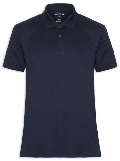 Polo Masculina Interlock Em Pima Cotton - Azul