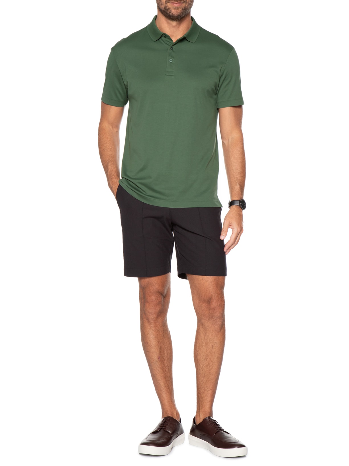 Polo Masculina Interlock Fio 140 Em Algodão Pima Verde Ricardo Almeida