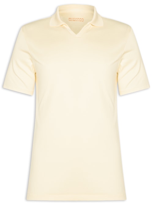 Polo Masculina Interlock Gola V Duplo Em Algodão Pima - Amarelo