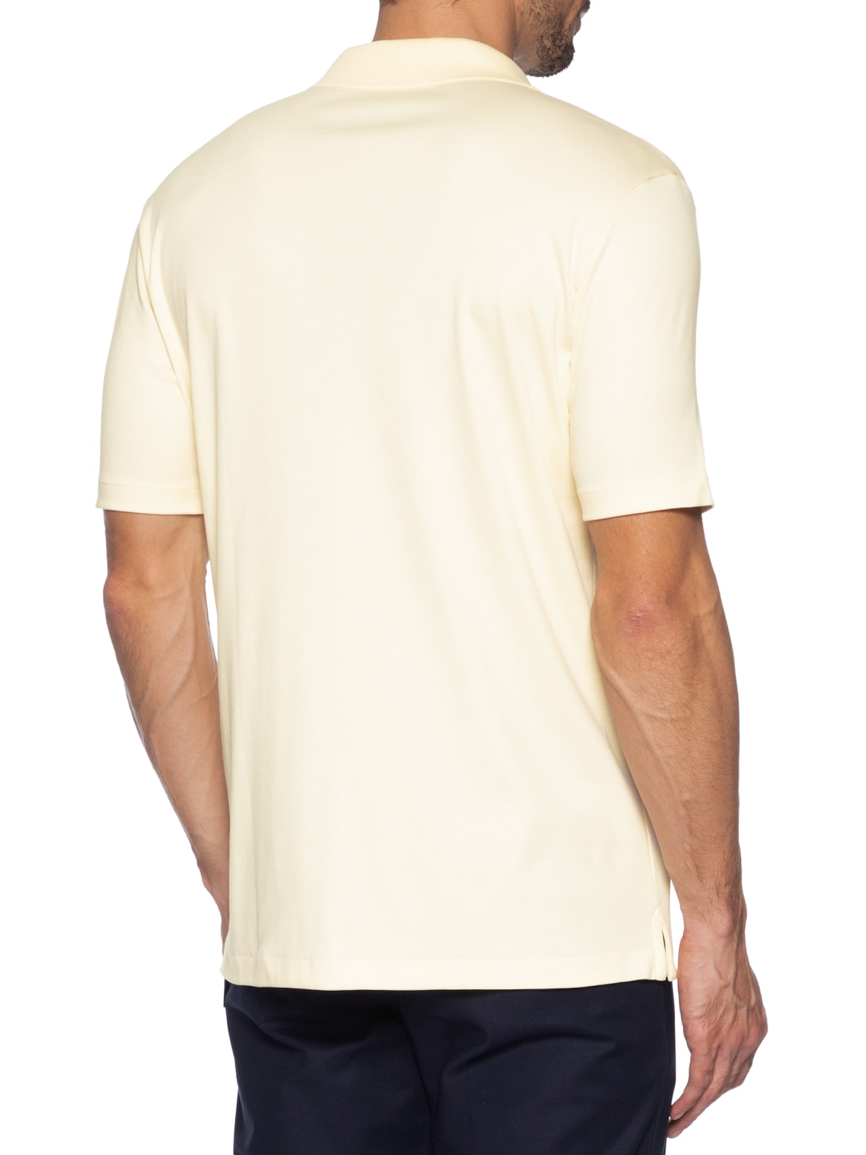 Polo Masculina Interlock Gola V Duplo Em Algodão Pima Amarelo Ricardo Almeida