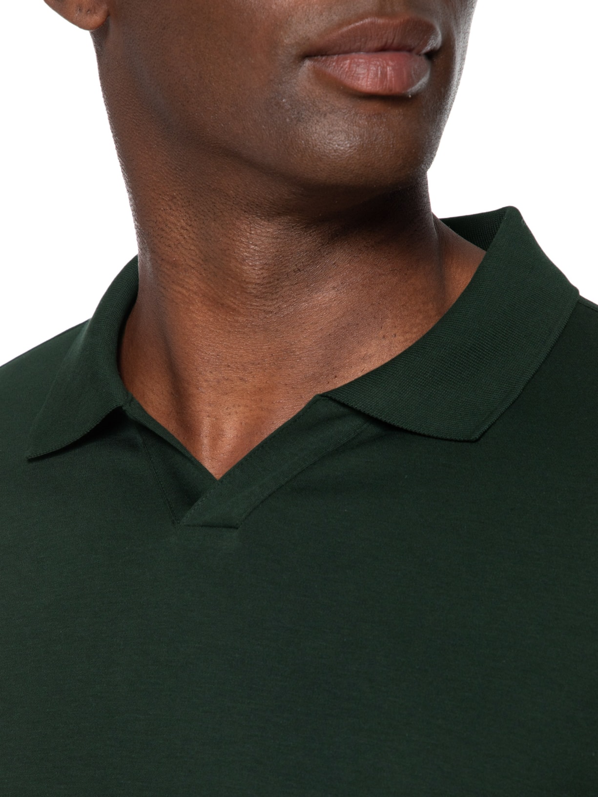 Polo Masculina Interlock Pima 50 Gola V Verde Paramount Alfaiataria