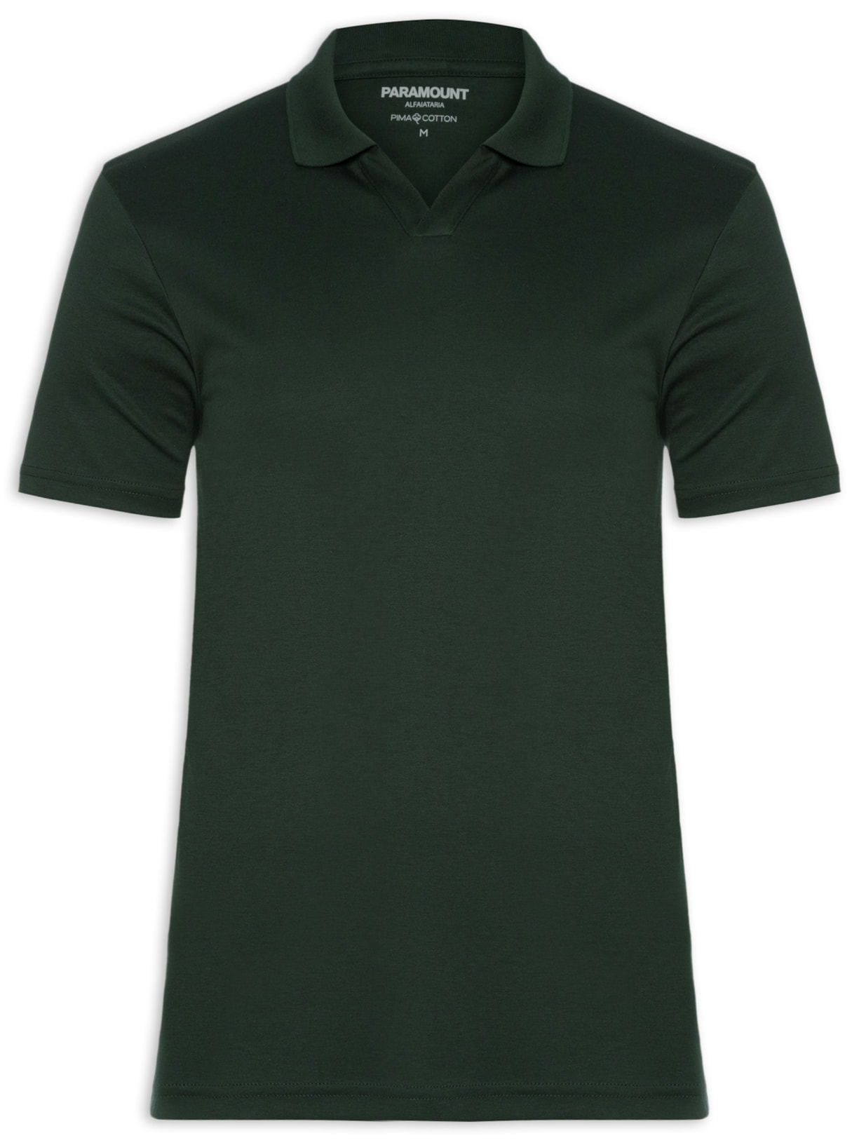 Polo Masculina Interlock Pima 50 Gola V Verde Paramount Alfaiataria