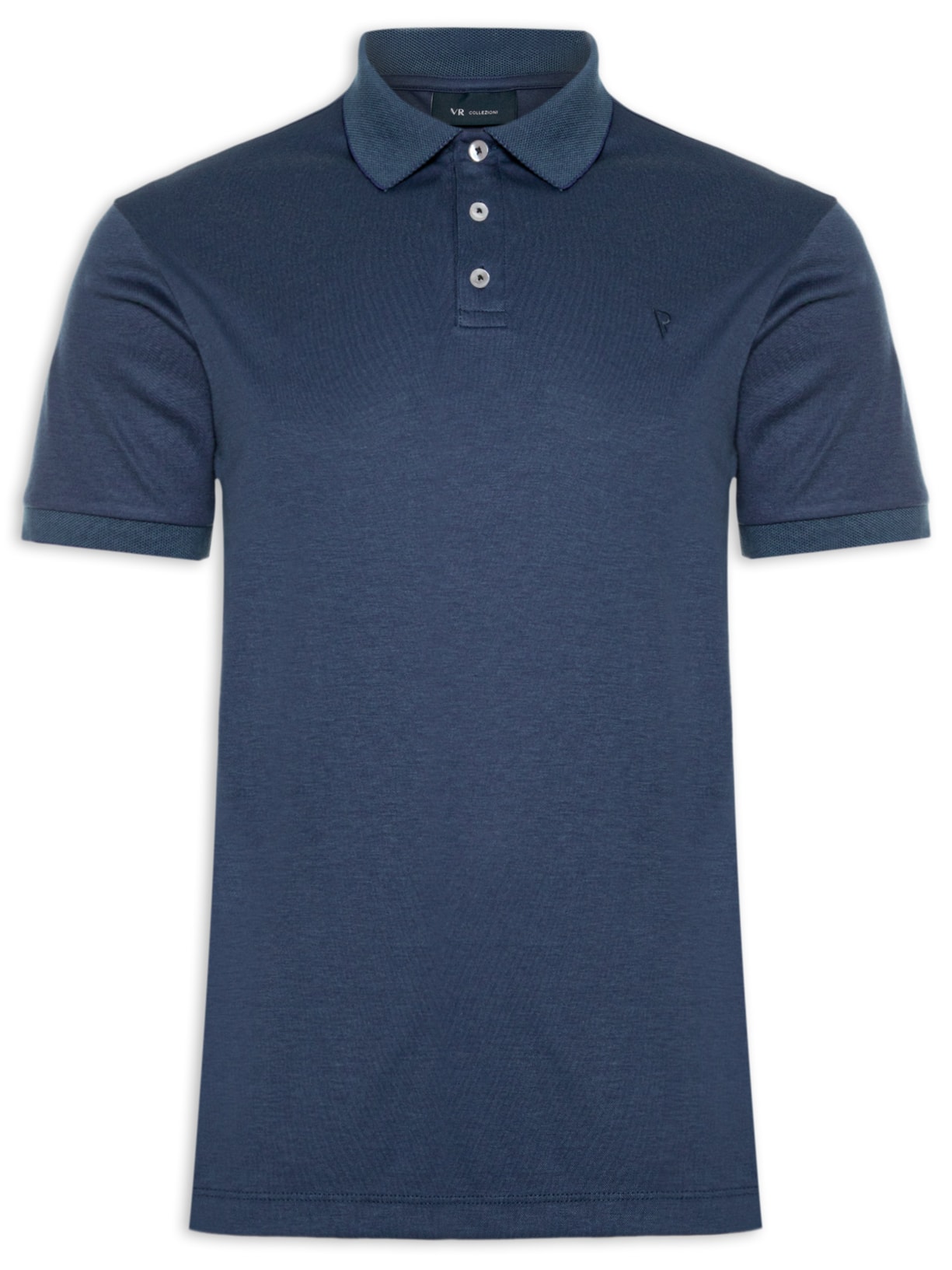 Polo Masculina Interlock Pima Básica - Azul