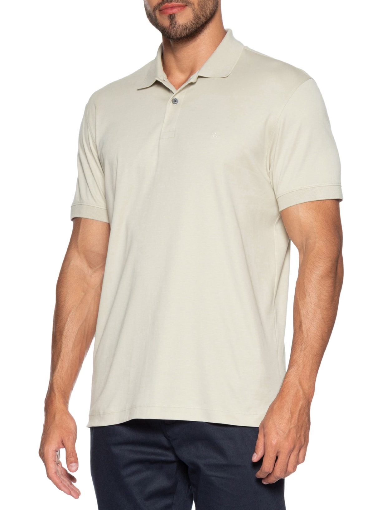 Polo Masculina Interlock Pima Bege Aramis