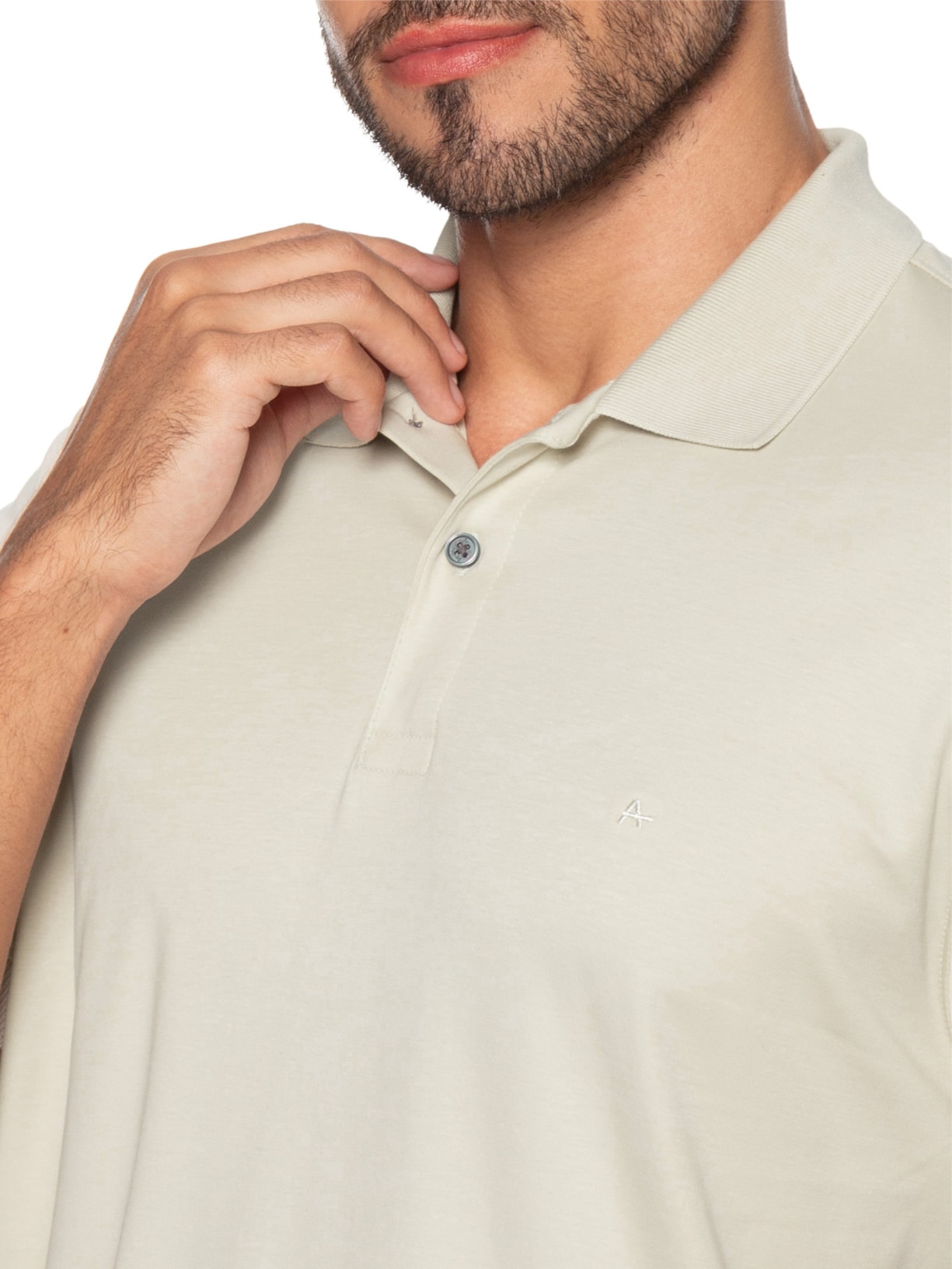 Polo Masculina Interlock Pima Bege Aramis