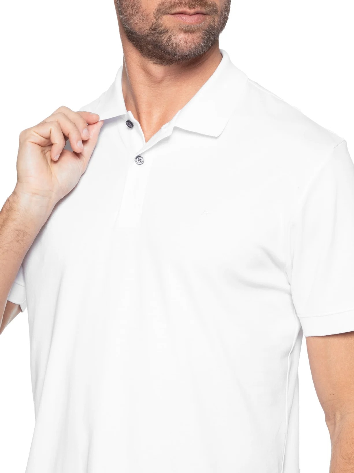 Polo Masculina Interlock Pima Branco Aramis
