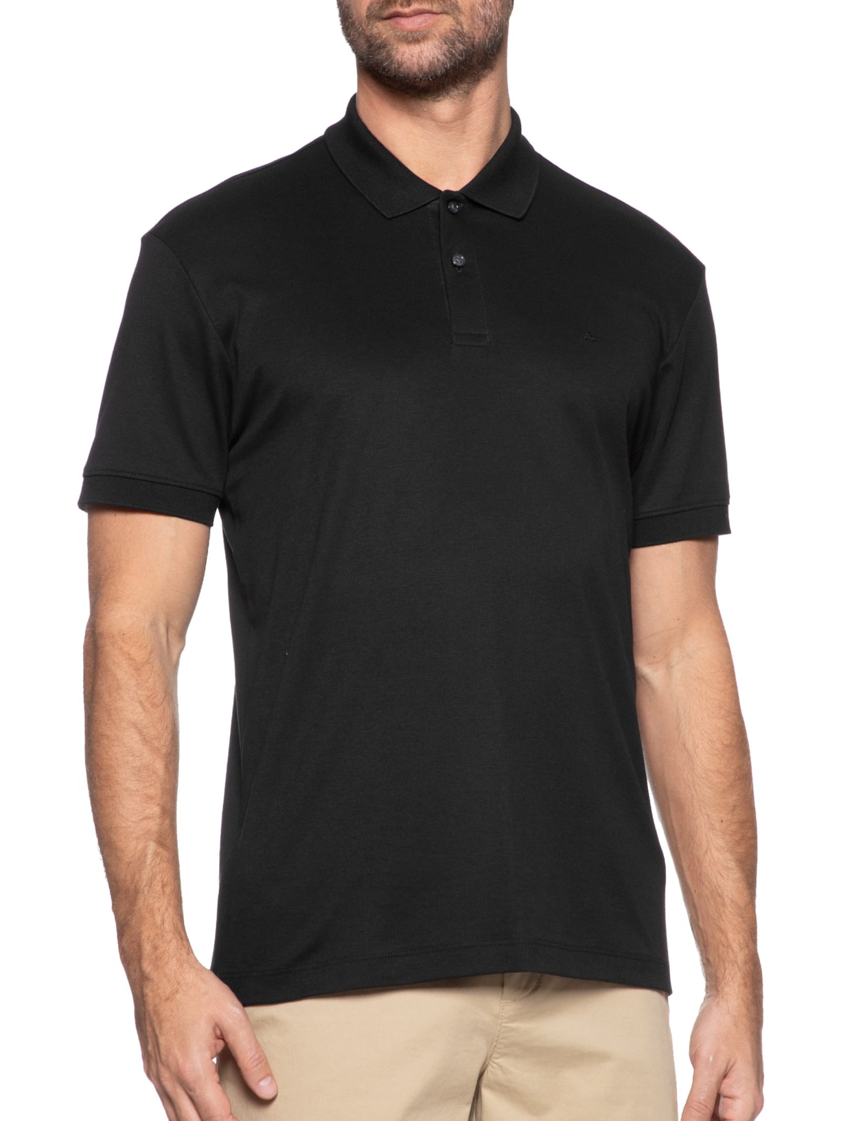 Polo Masculina Interlock Pima Preto Aramis