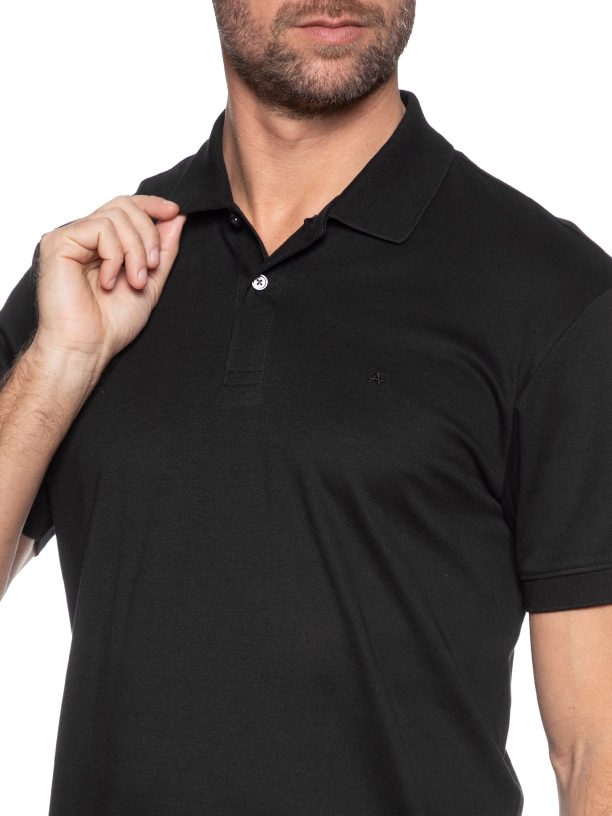 Polo Masculina Interlock Pima Preto Aramis
