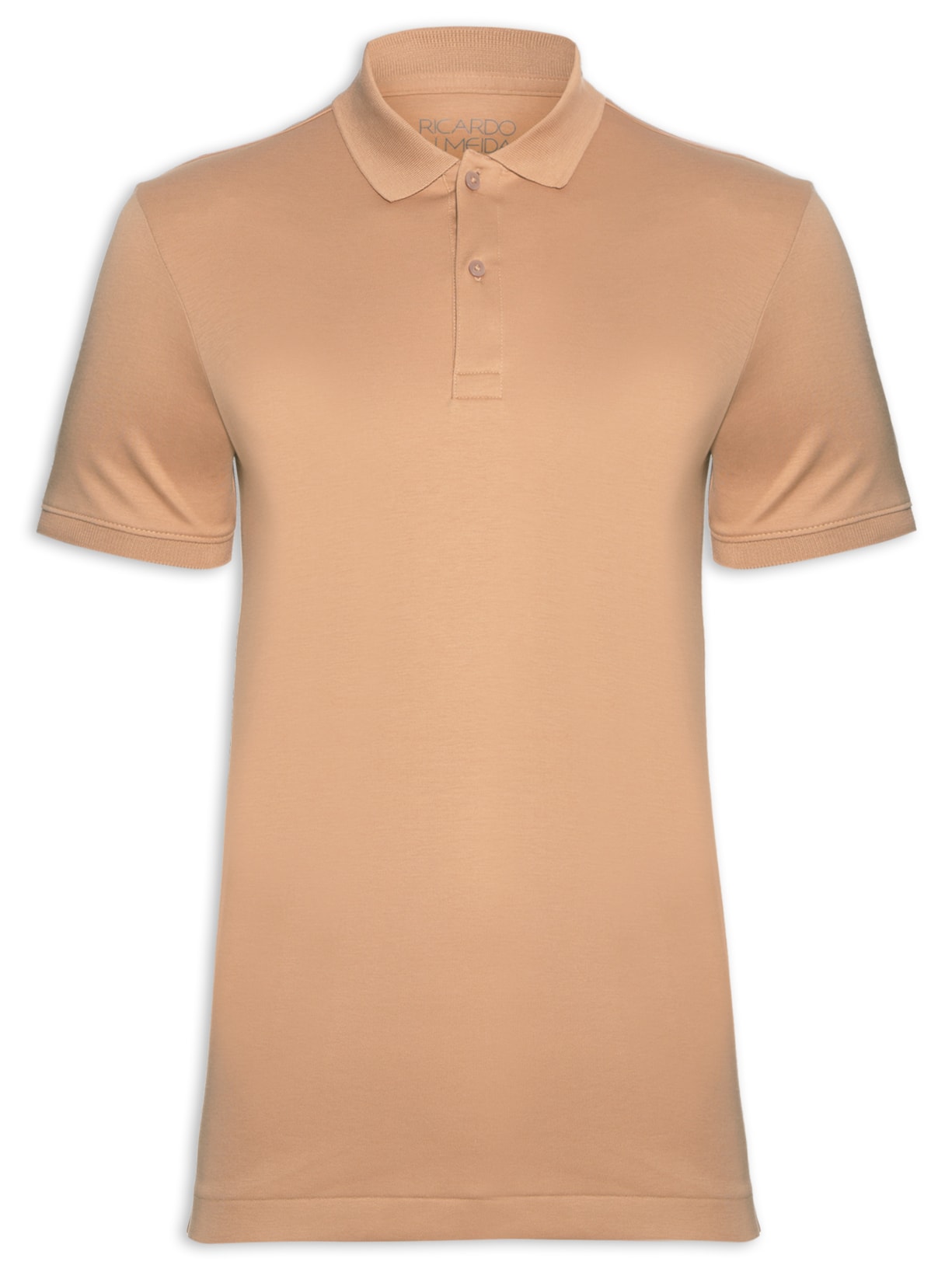 Polo Masculina Interloque Lisa Manga Curta - Bege