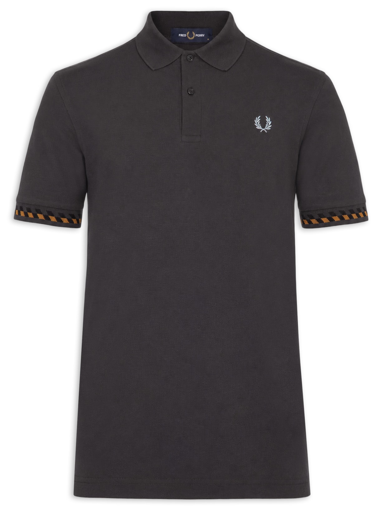 Polo Masculina Jacquard Cuff Cinza Fred Perry