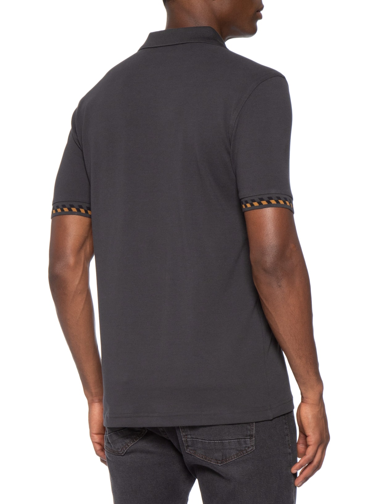 Polo Masculina Jacquard Cuff Cinza Fred Perry