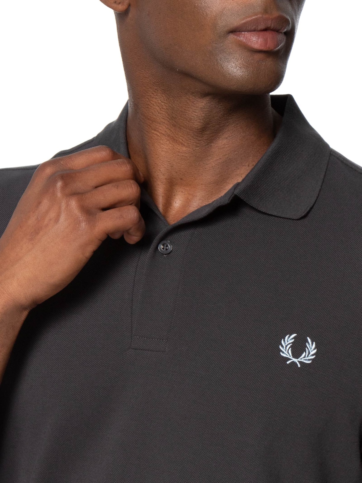 Polo Masculina Jacquard Cuff Cinza Fred Perry