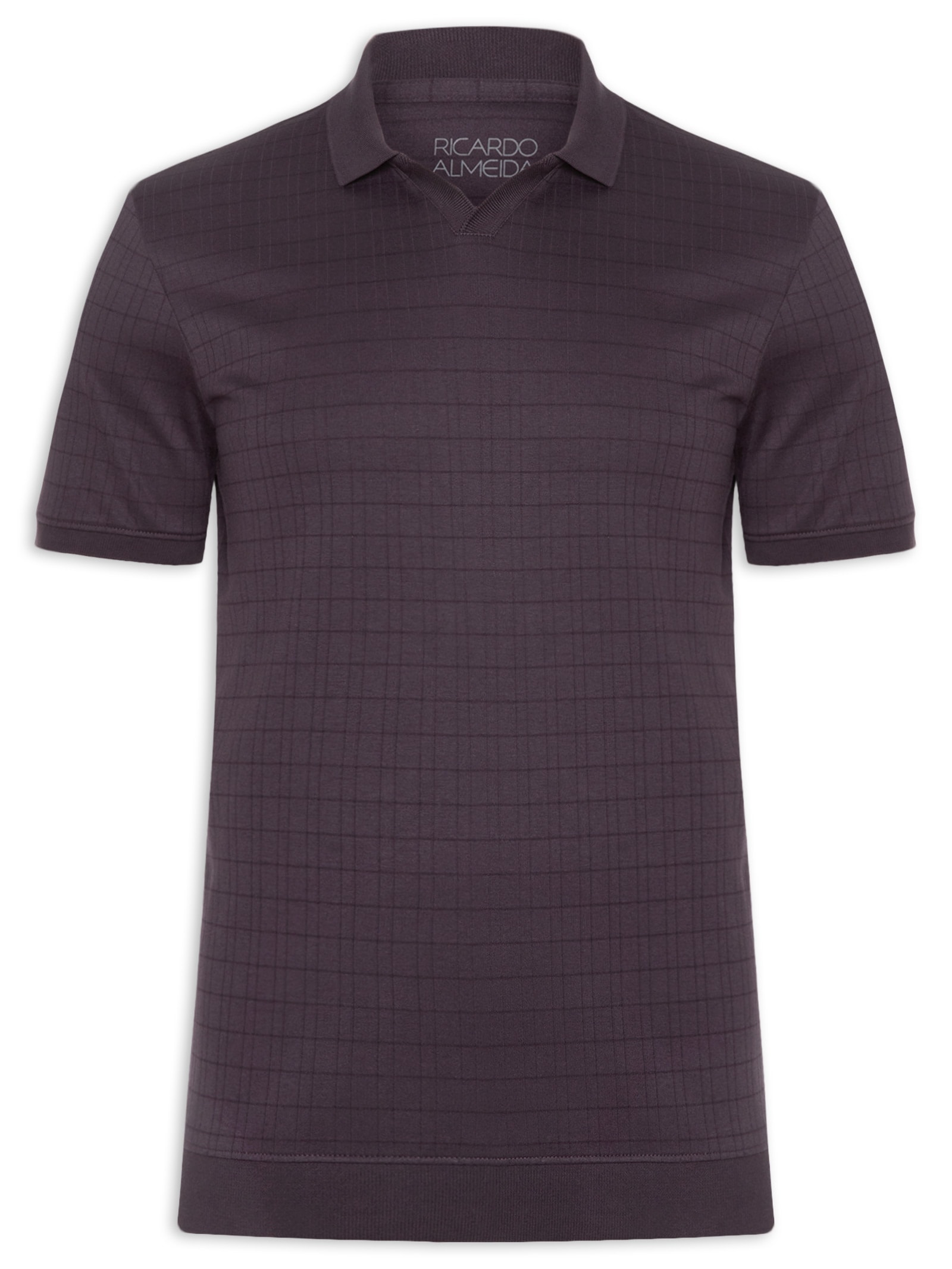 Polo Masculina Jacquard Gola V Interlock - Roxo - Ricardo Almeida