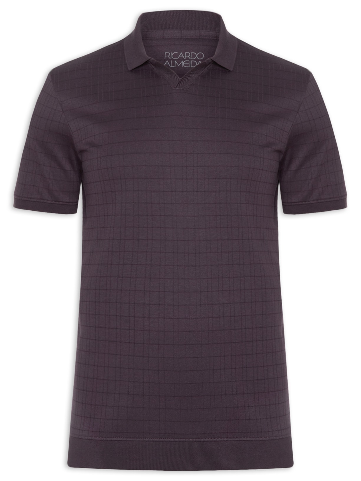 Polo Masculina Jacquard Gola V Interlock - Roxo