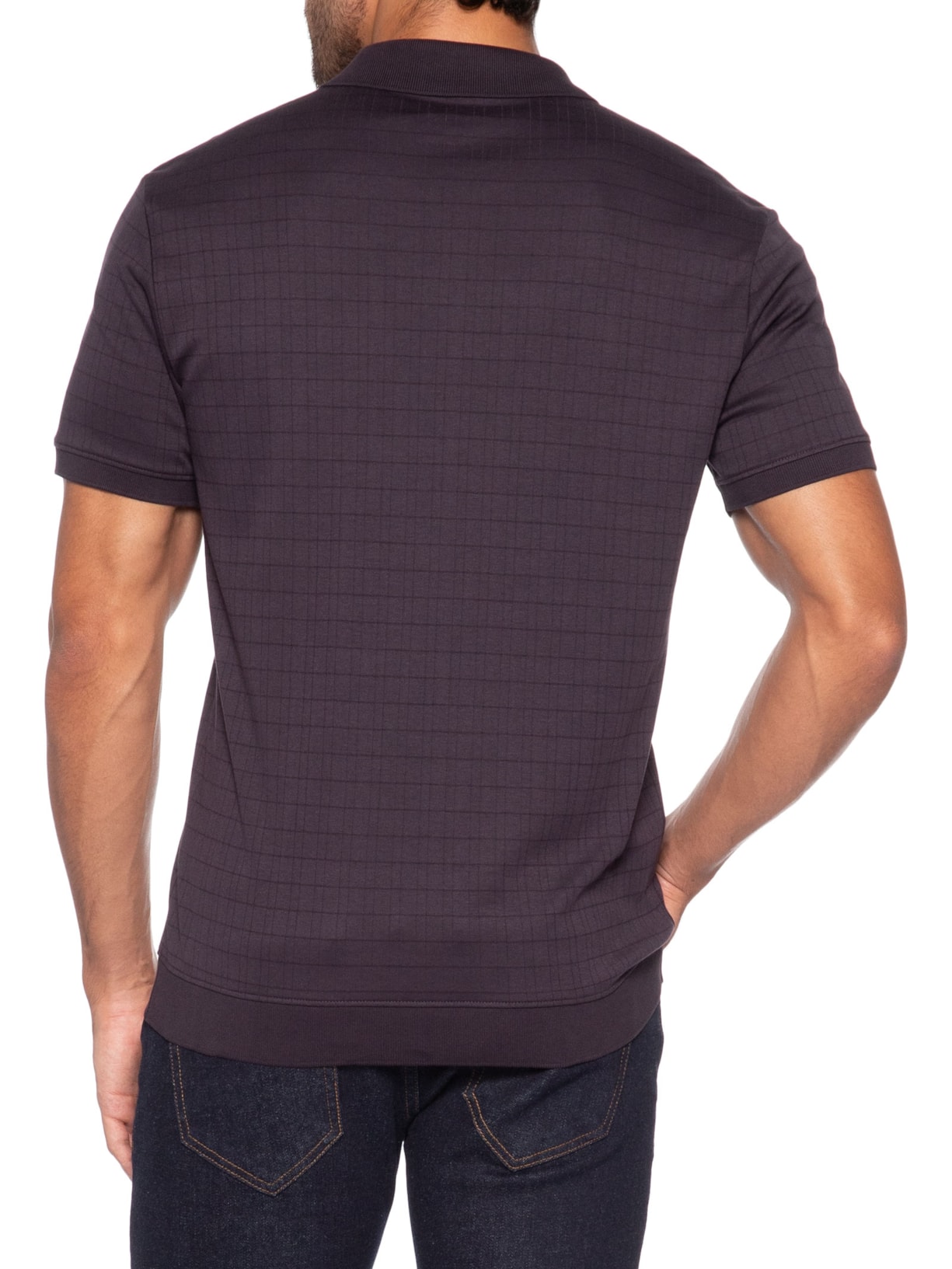 Polo Masculina Jacquard Gola V Interlock Roxo Ricardo Almeida