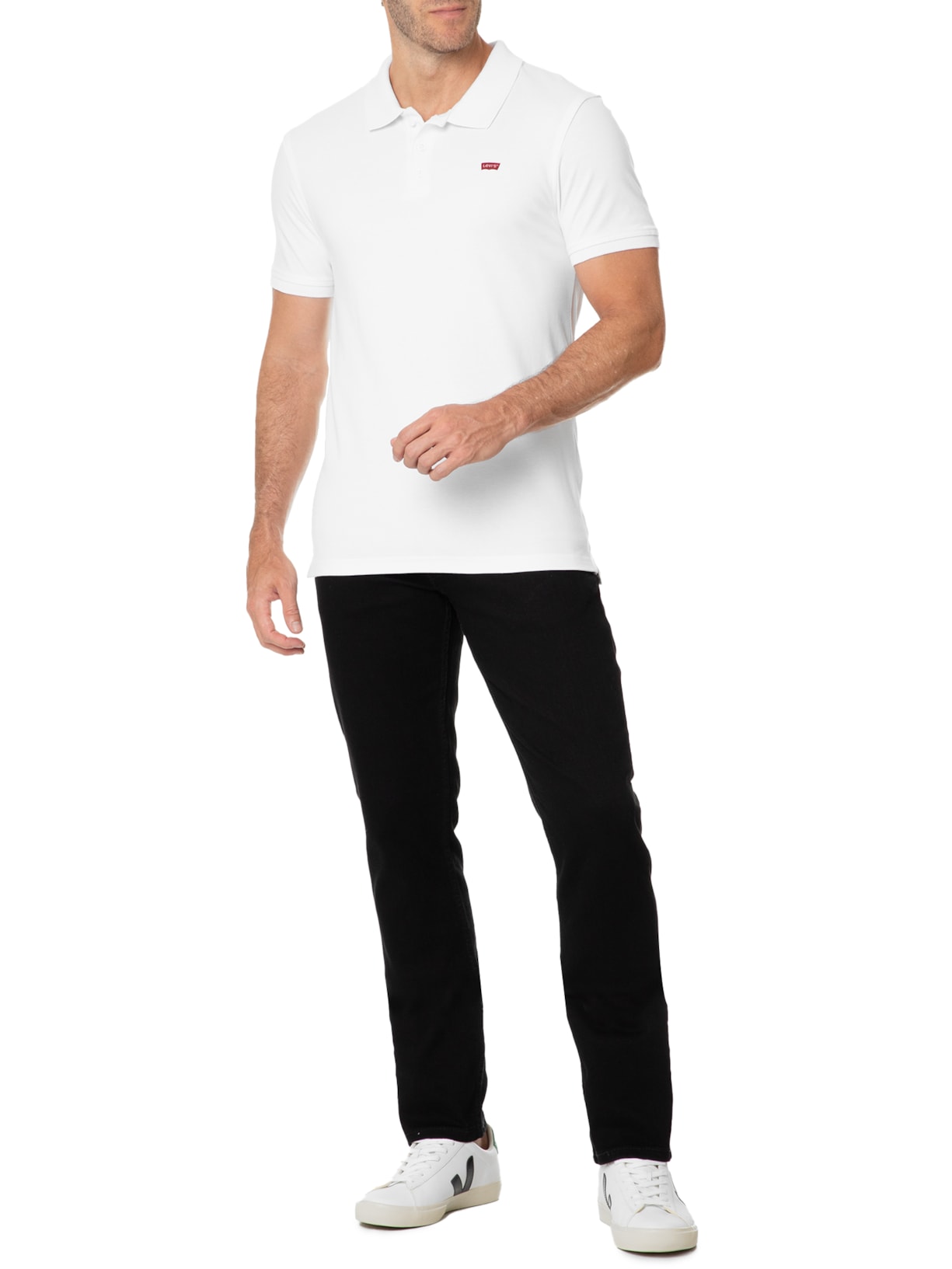 Polo Masculina Levi´s Housemark Classic Fit HM Com Logo Branco Levi's