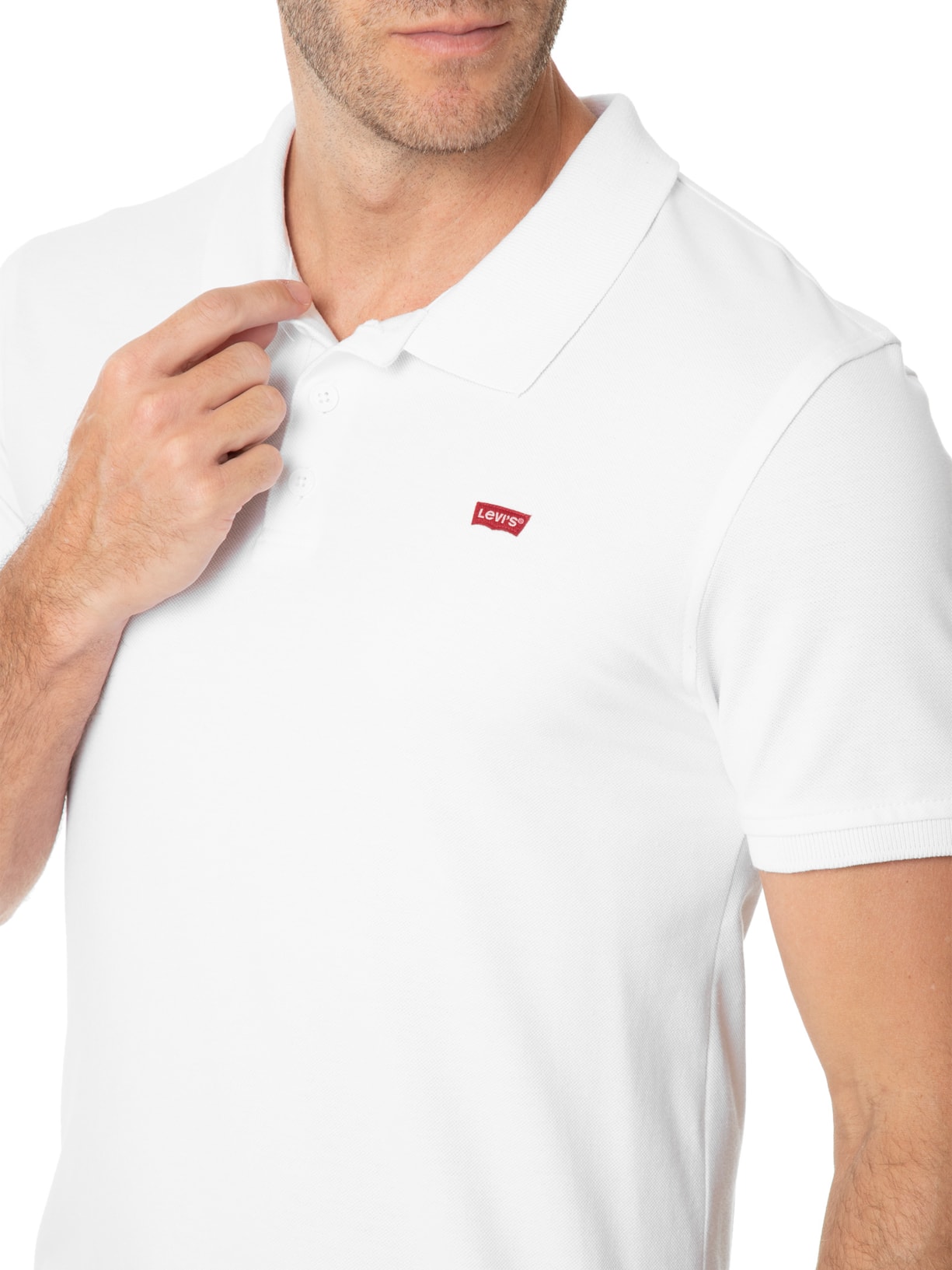 Polo Masculina Levi´s Housemark Classic Fit HM Com Logo Branco Levi's