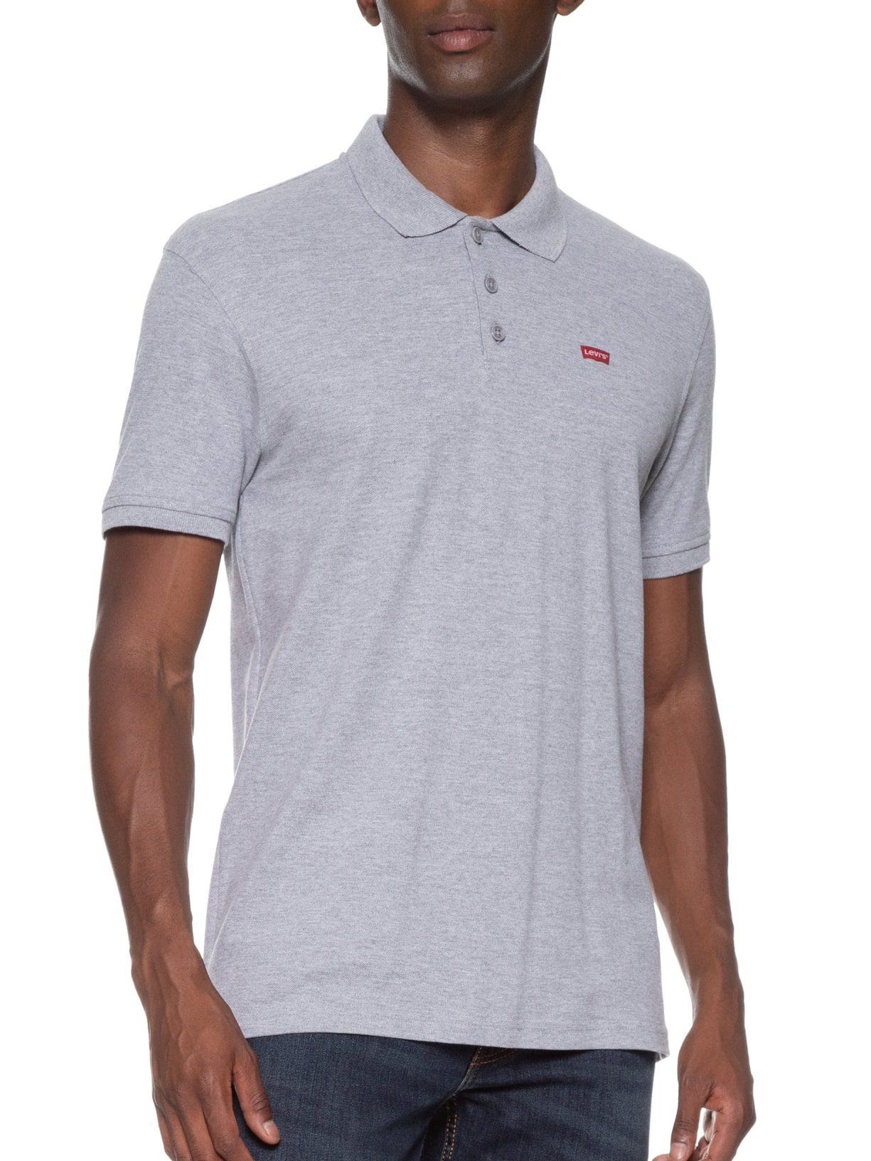 Polo Masculina Levi´s Housemark Classic Fit HM Com Logo  Cinza Levi's