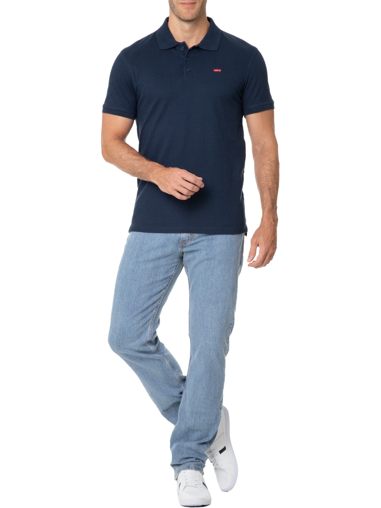 Polo Masculina Levi´s Housemark Classic Fit HM Com Logo  Levi's Azul Levi's