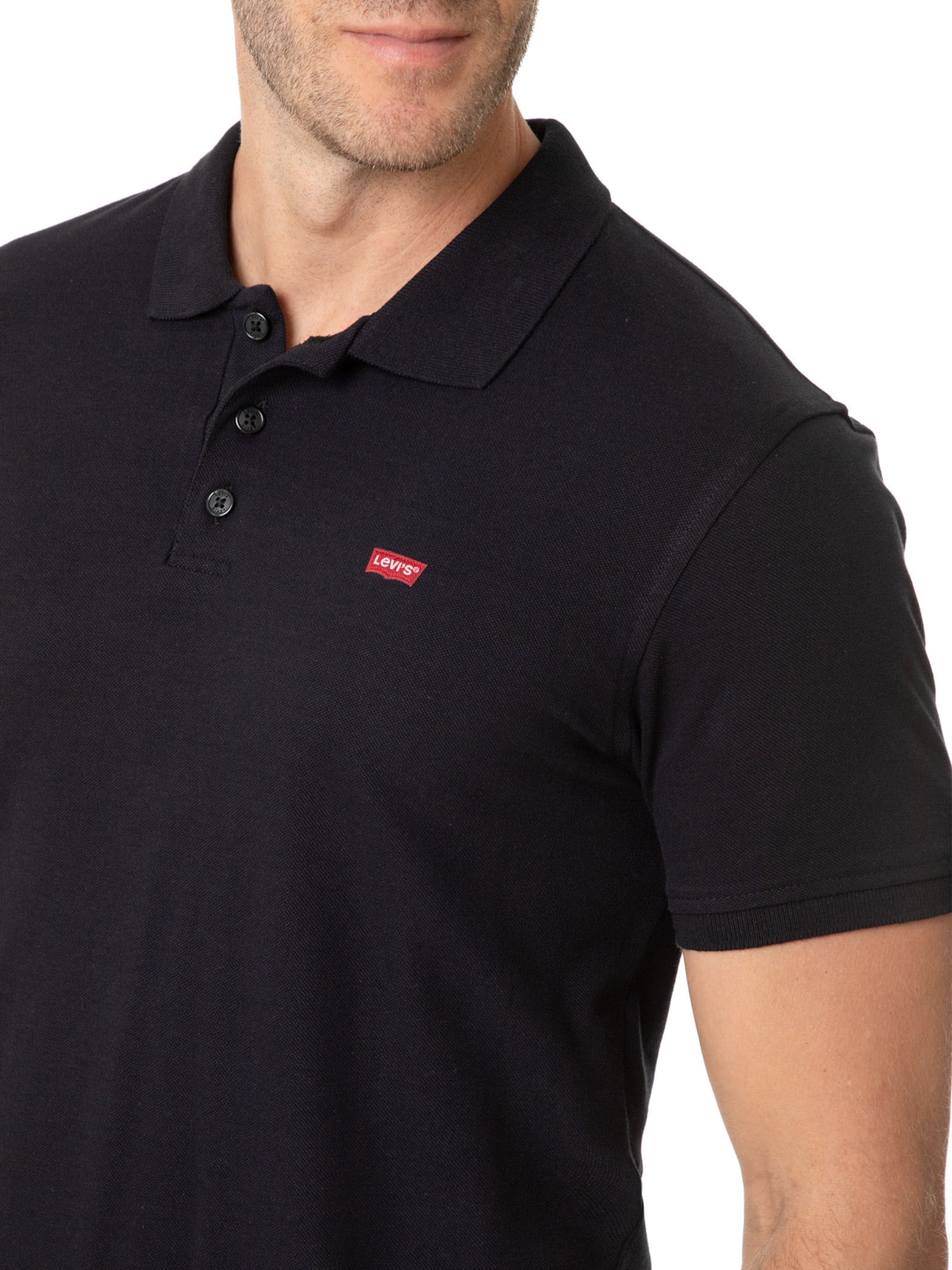 Polo Masculina Levi´s Housemark Classic Fit HM Com Logo  Preto Levi's