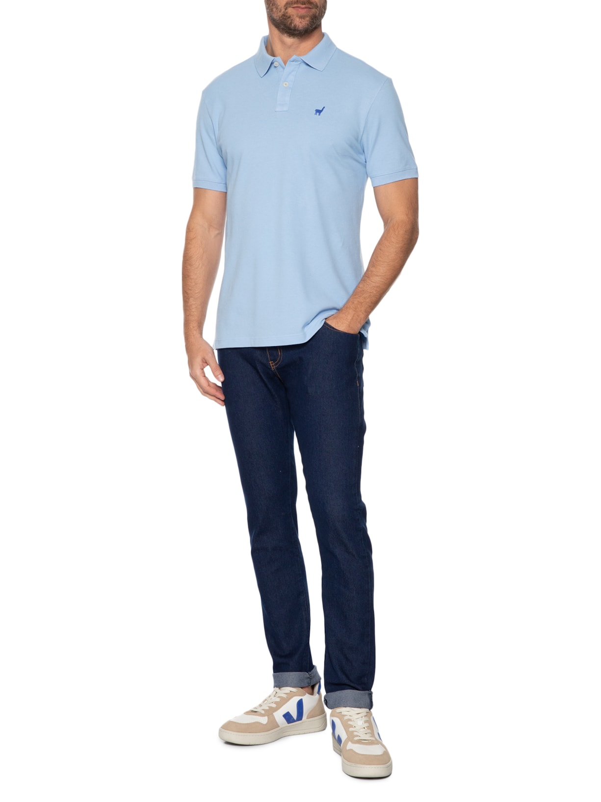 Polo Masculina Lhama Azul Zapalla