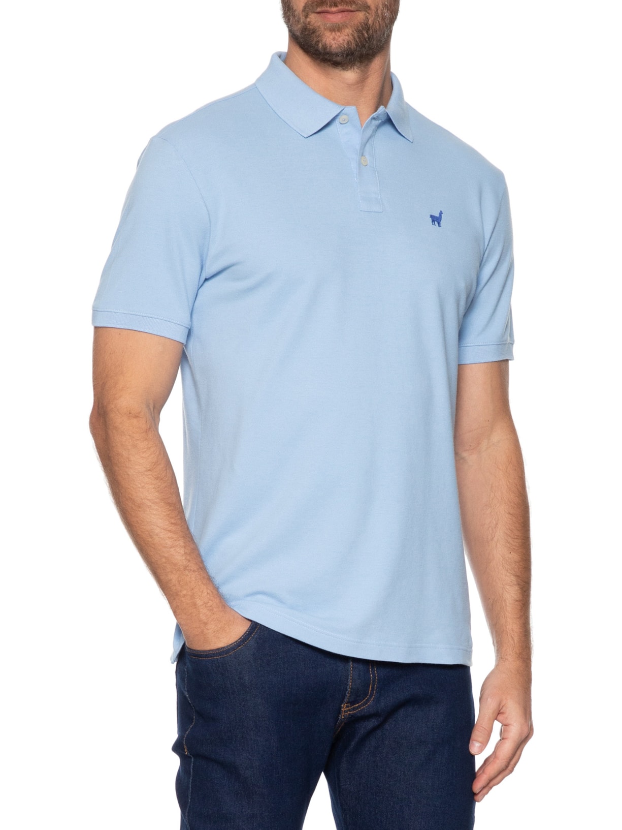 Polo Masculina Lhama Azul Zapalla