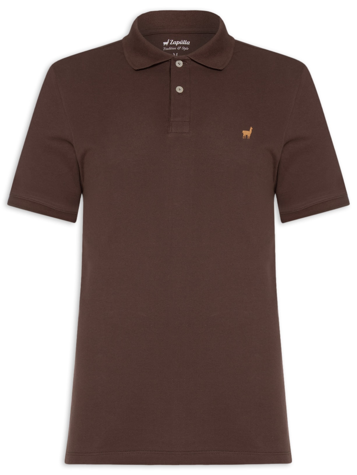 Polo Masculina Lhama Em Malha Piquet Marrom Zapalla