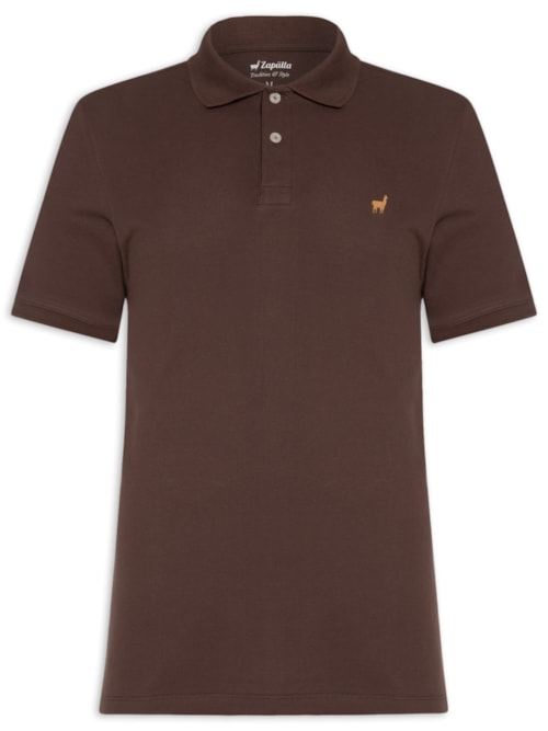 Polo Masculina Lhama Em Malha Piquet - Marrom