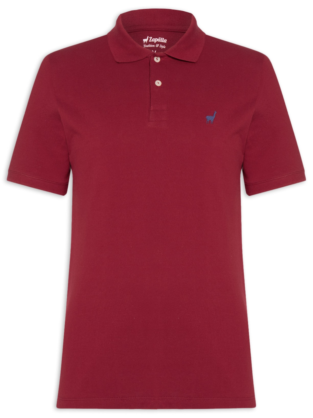 Polo Masculina Lhama Em Malha Piquet Vermelho Zapalla