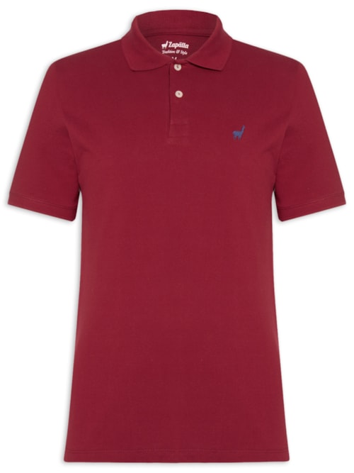 Polo Masculina Lhama Em Malha Piquet - Vermelho