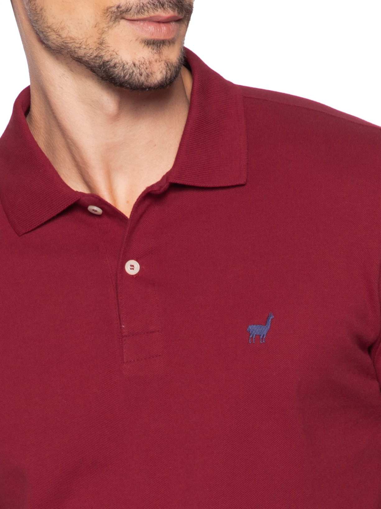 Polo Masculina Lhama Em Malha Piquet Vermelho Zapalla