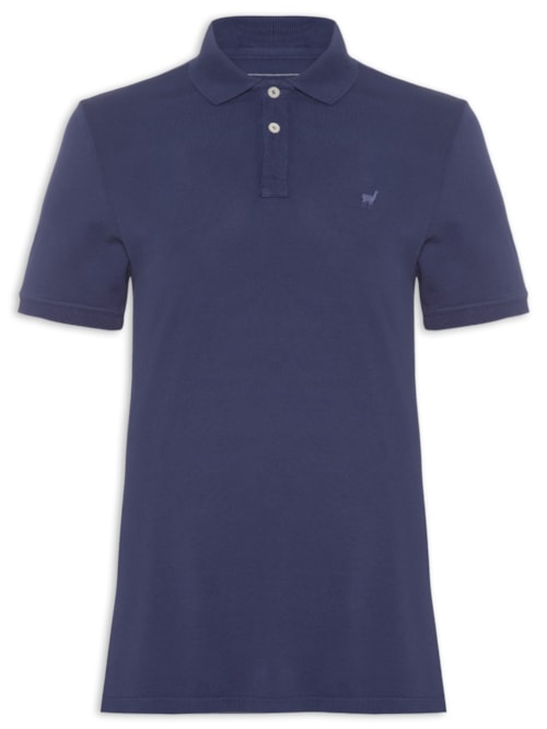 Polo Masculina Lhama Malha Piquet - Azul
