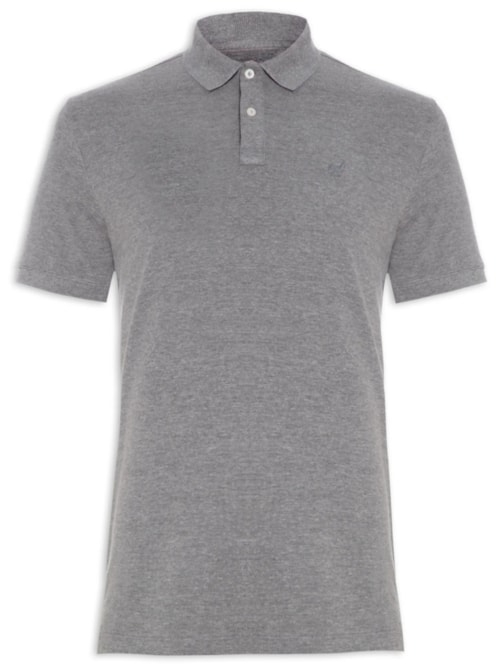 Pólo Masculina Lhama Malha Piquet - Cinza