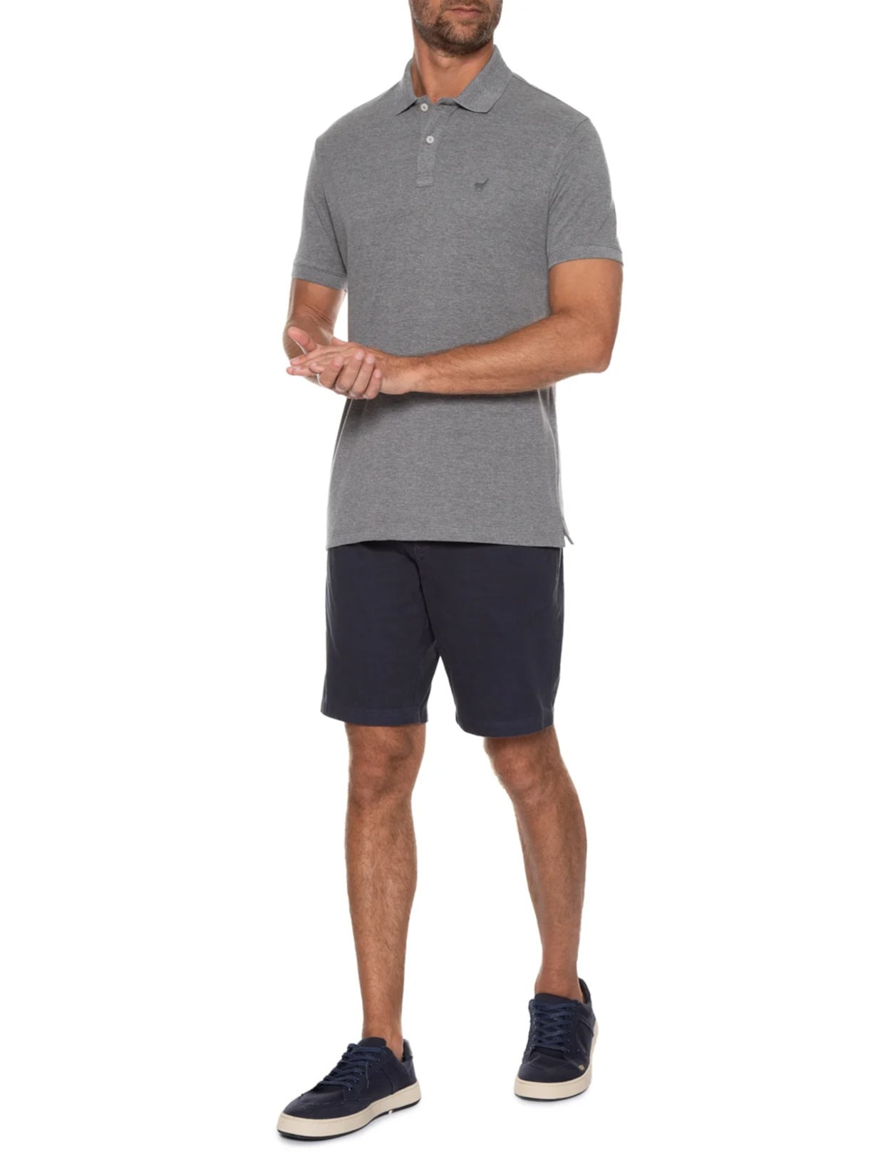 Pólo Masculina Lhama Malha Piquet Cinza Zapalla