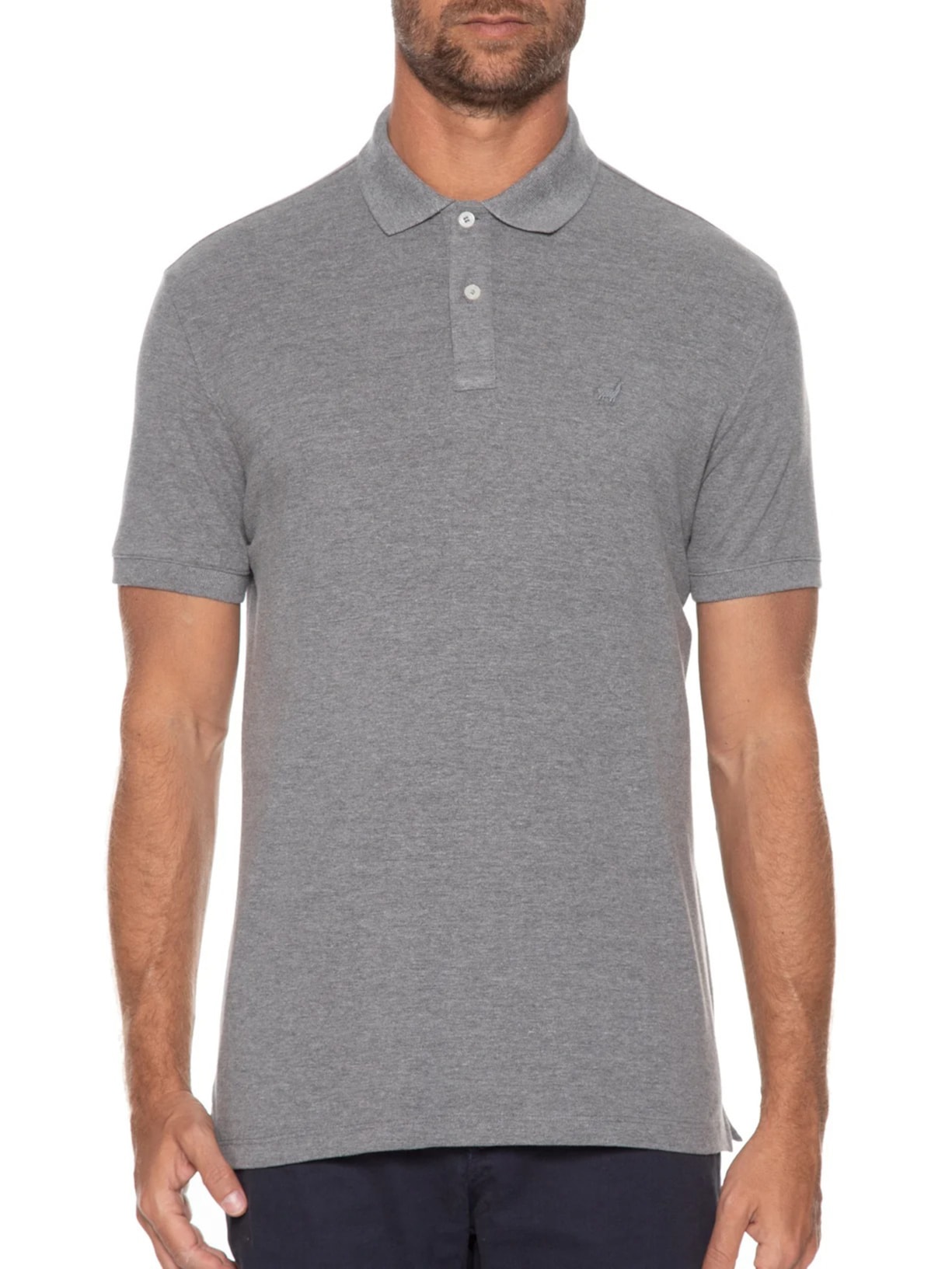 Pólo Masculina Lhama Malha Piquet Cinza Zapalla