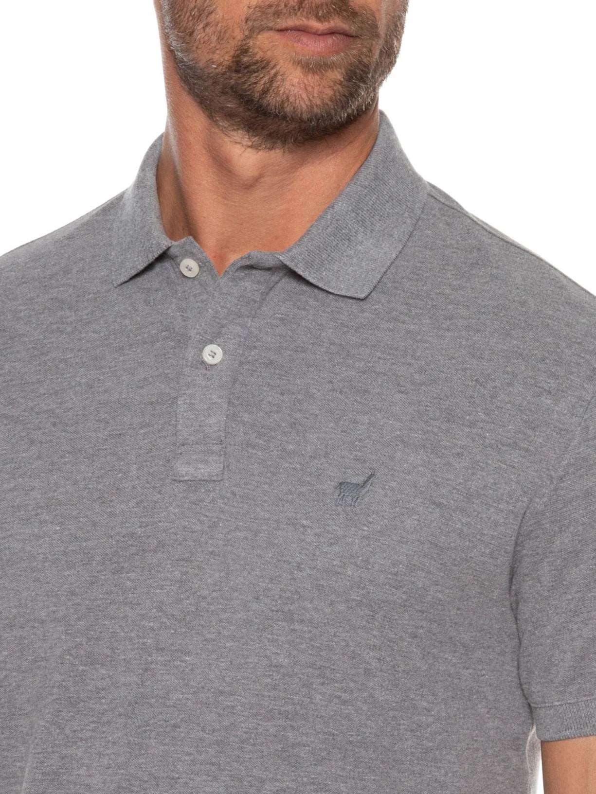 Pólo Masculina Lhama Malha Piquet Cinza Zapalla